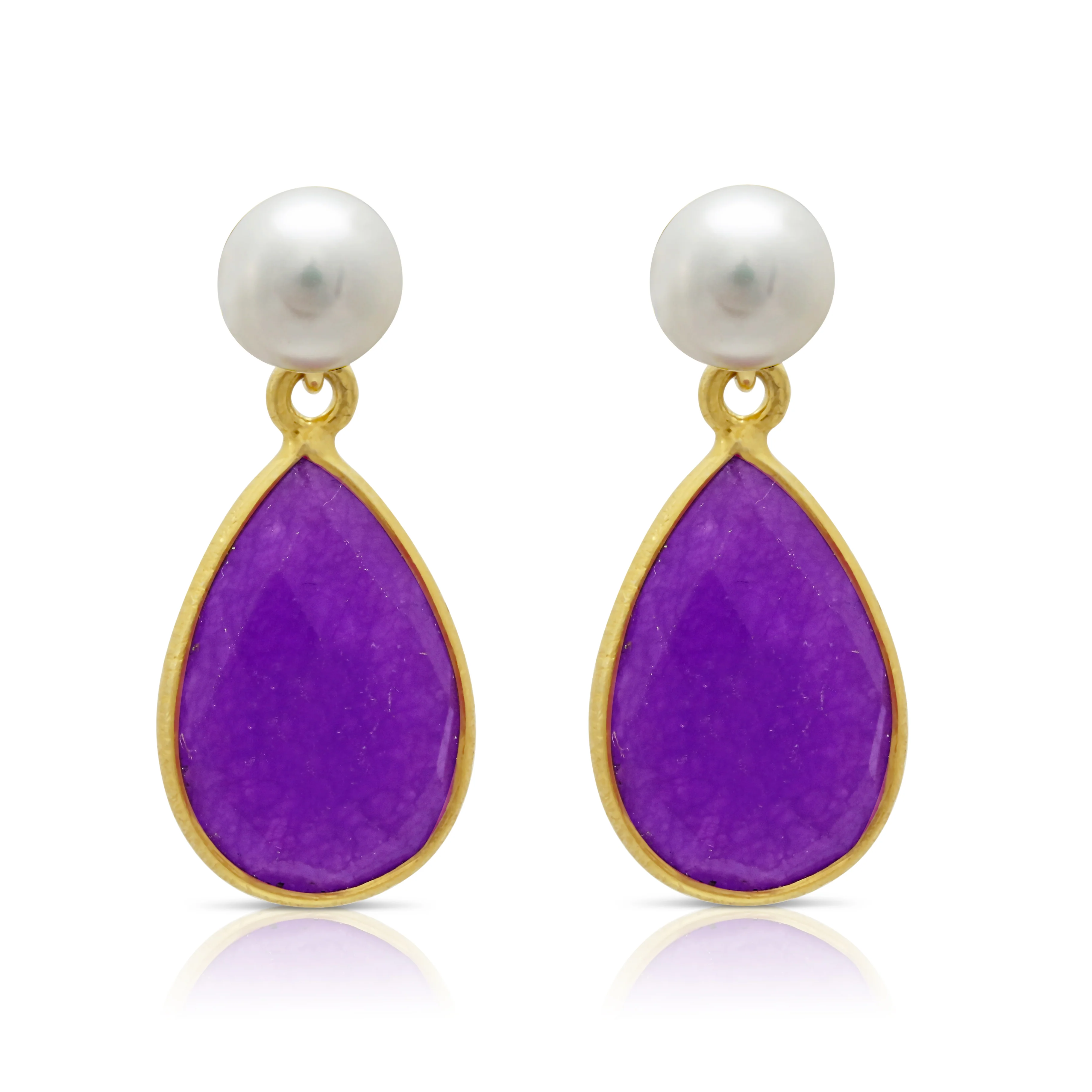 Clara Cultured Freshwater Pearl & Lavender Chalcedony Drop Earrings