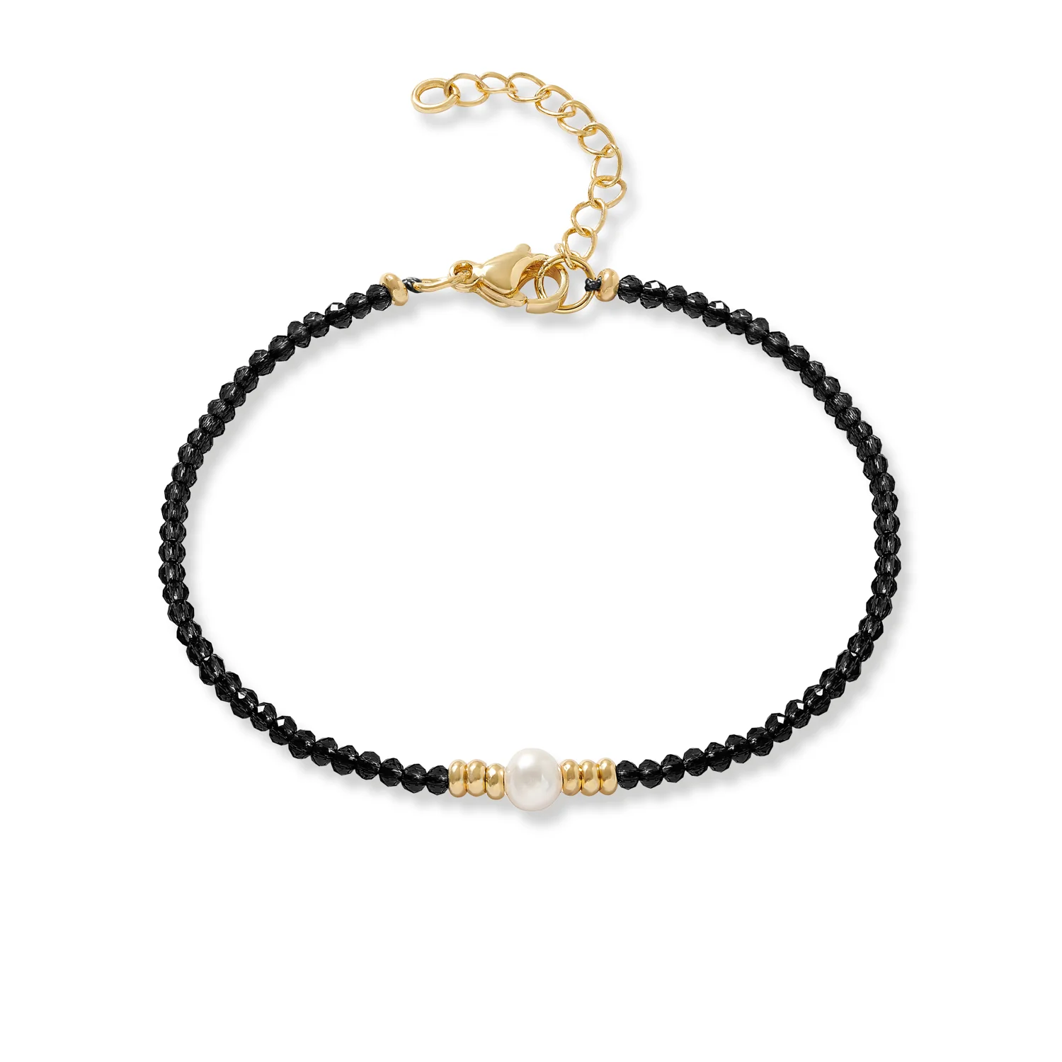 Clara fine black spinel bracelet with central cultured freshwater pearl