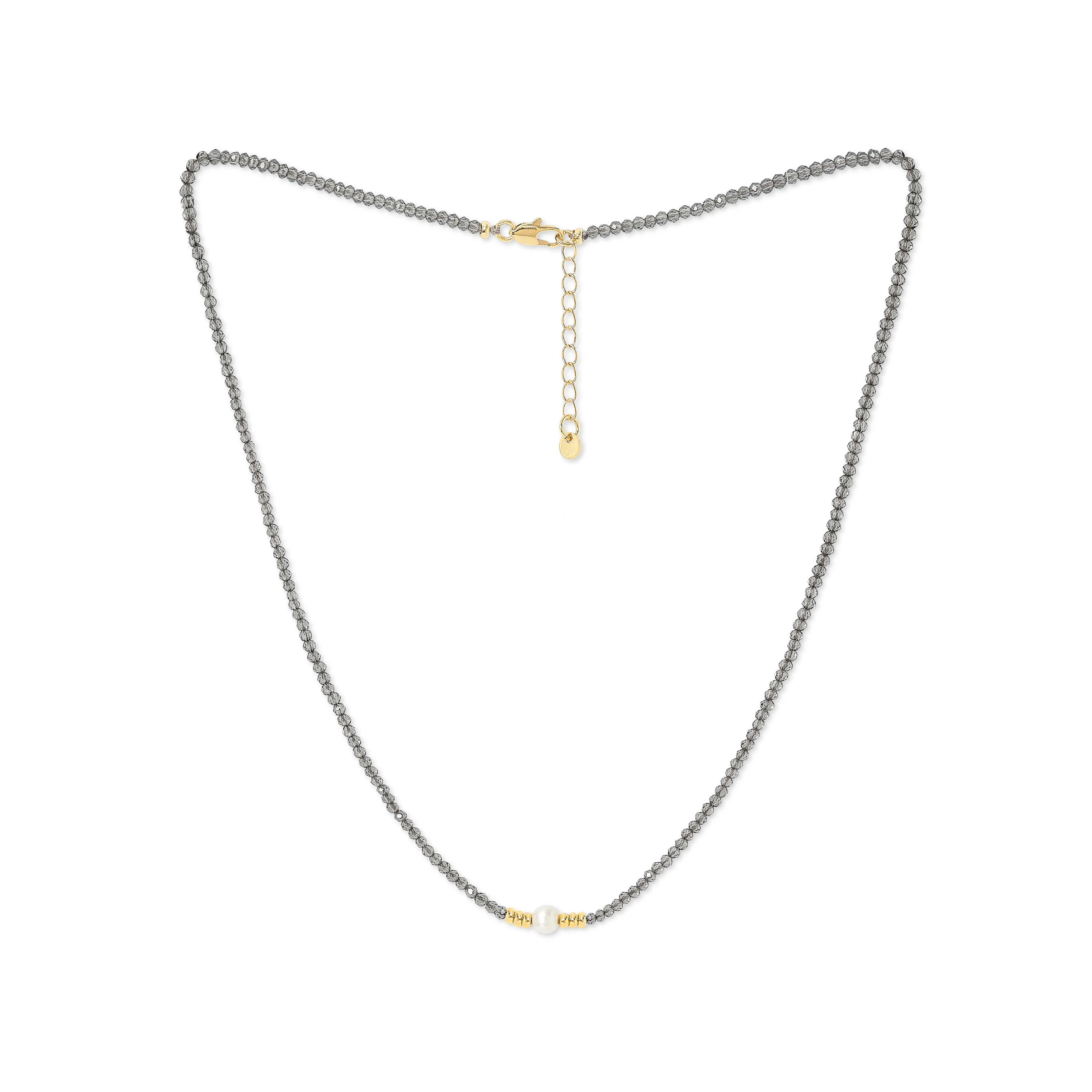 Clara fine grey spinel necklace with central cultured freshwater pearl