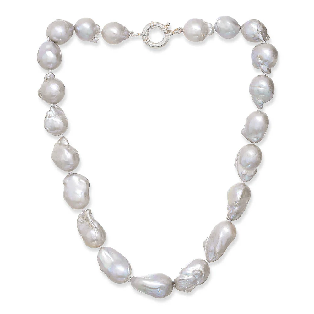 Decus large grey cultured freshwater 'fireball' pearl necklace