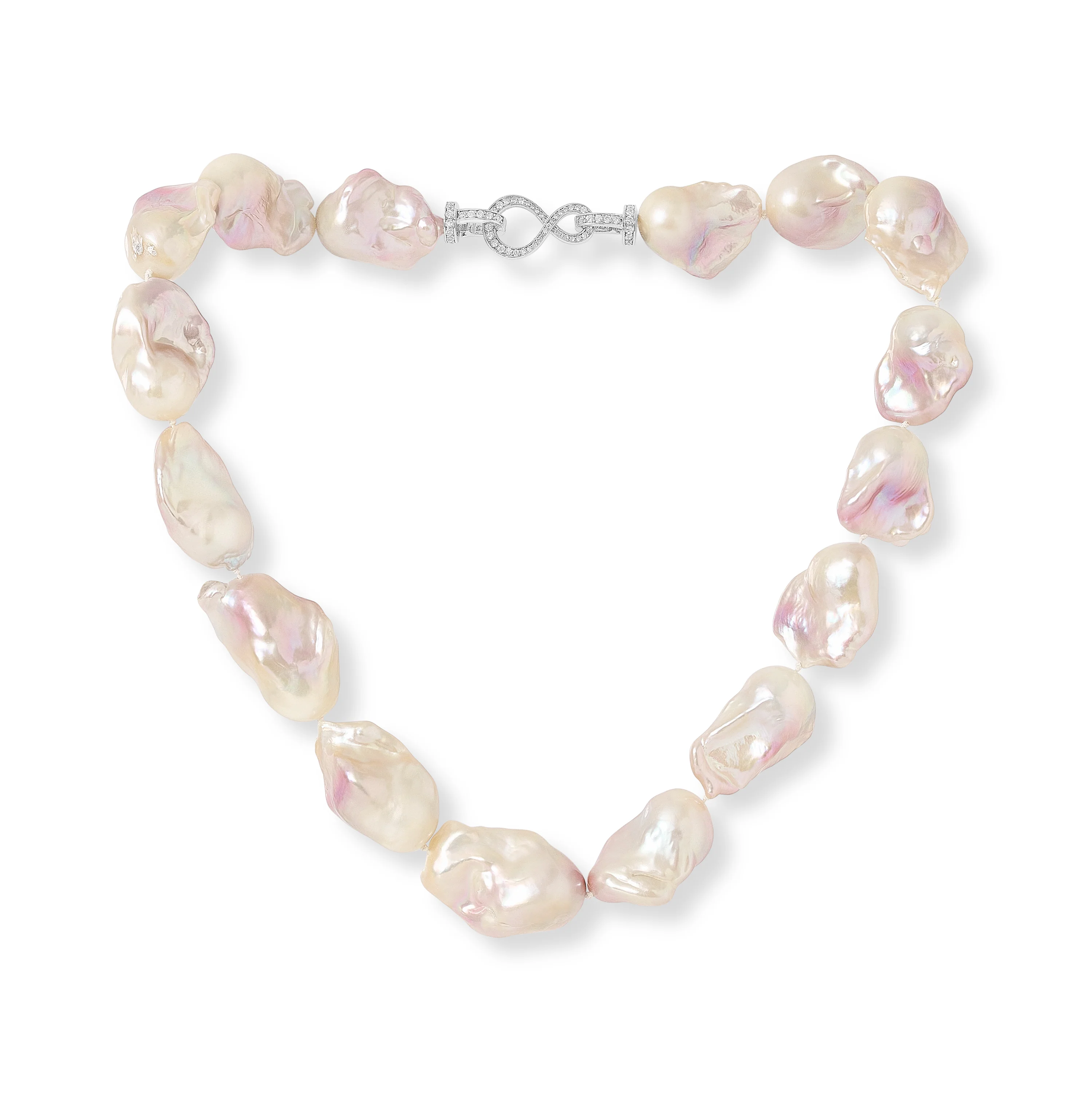 Decus large pink cultured freshwater 'fireball' pearl necklace