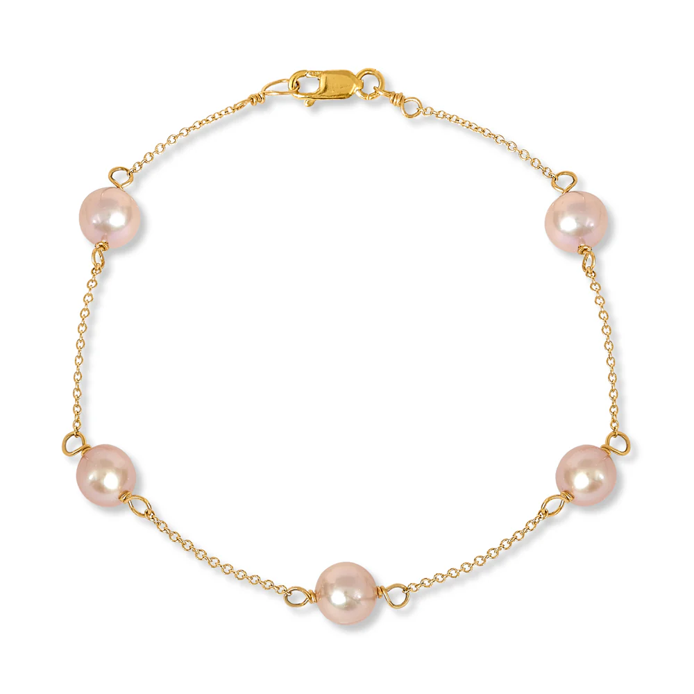 Gratia gold plated chain bracelet with pink cultured freshwater pearls