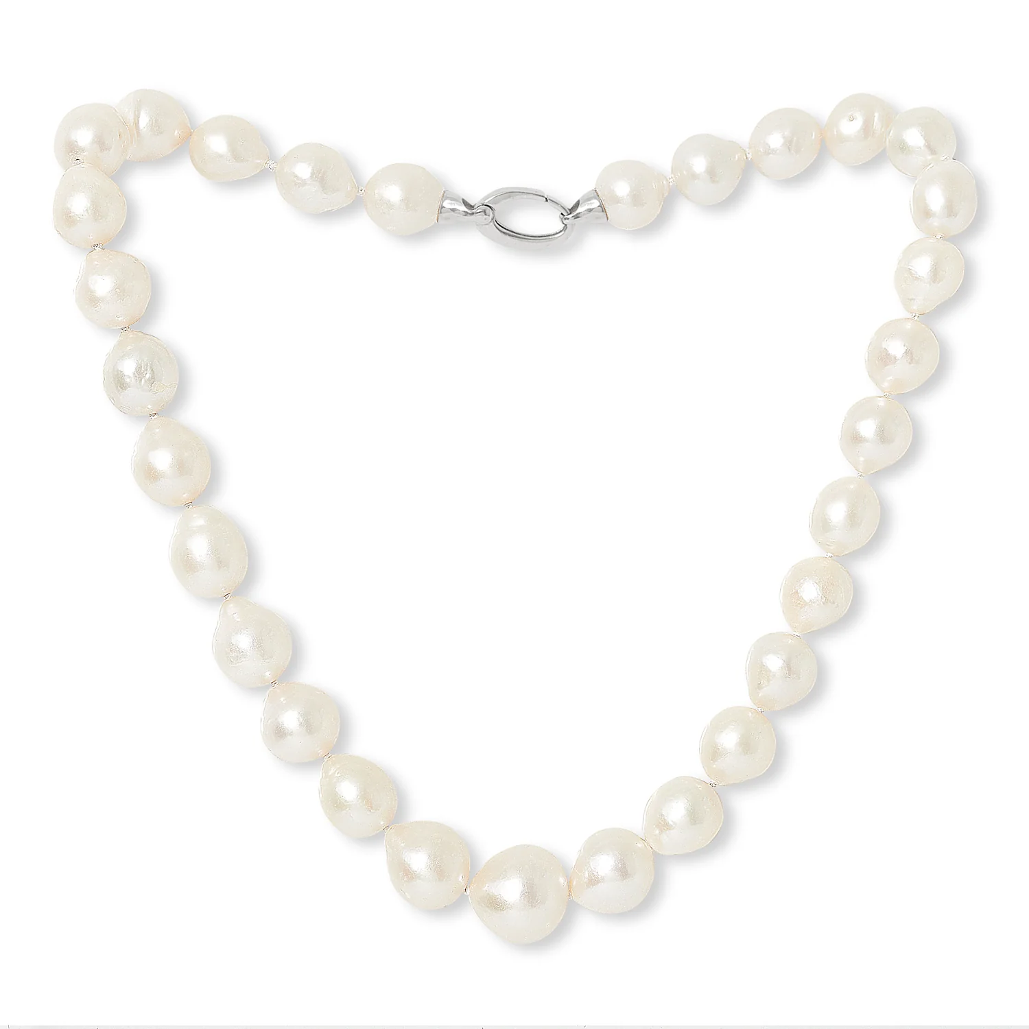 Gratia large white cultured freshwater pearl necklace with sterling silver clasp