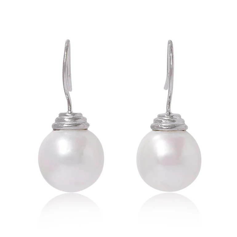 Gratia white mother of pearl drop earrings on silver hooks