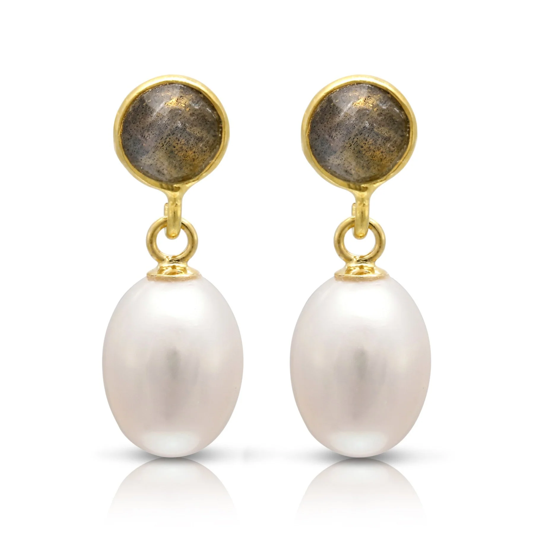 Clara labradorite & cultured freshwater pearl drop earrings