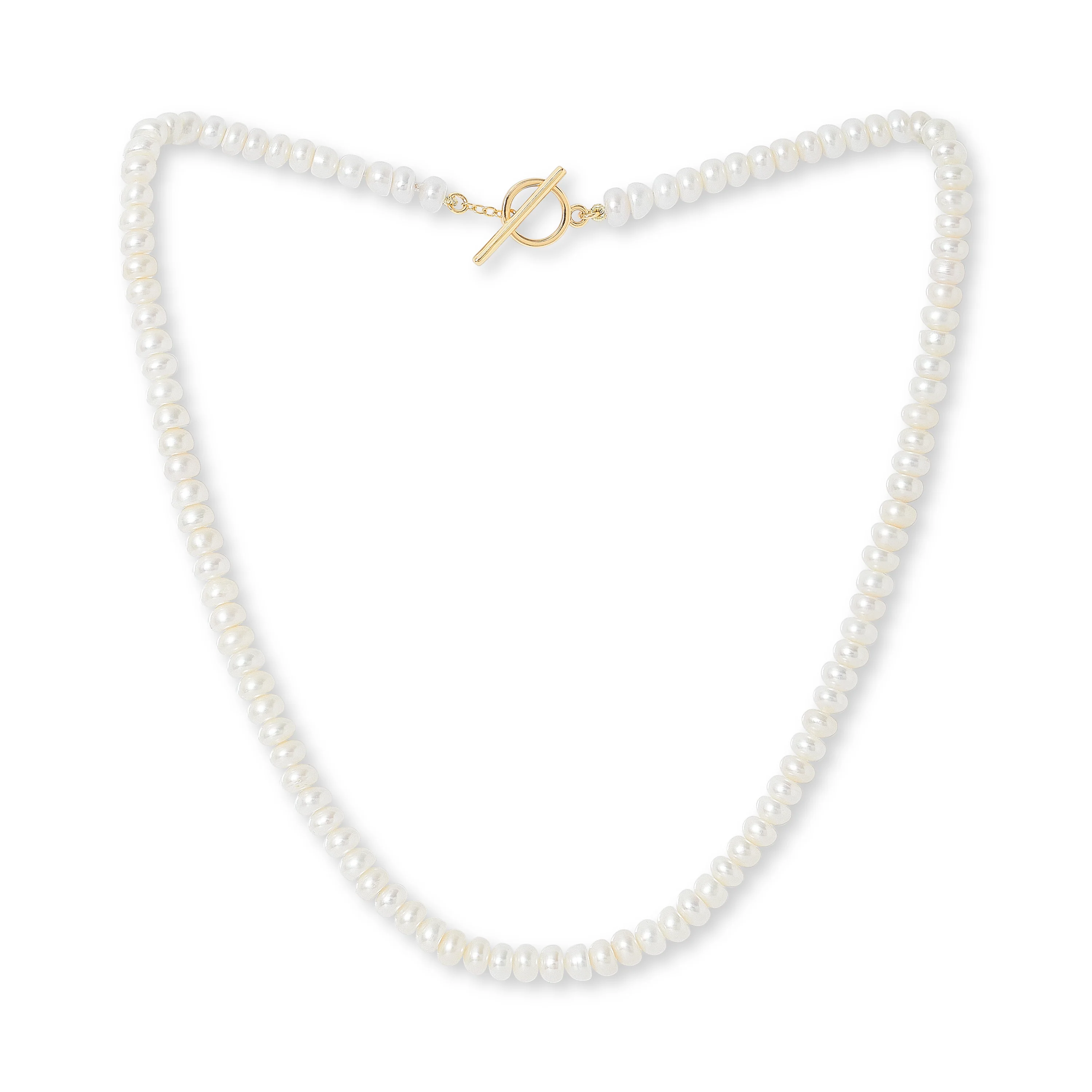 Margarita white button-shaped cultured freshwater pearl necklace