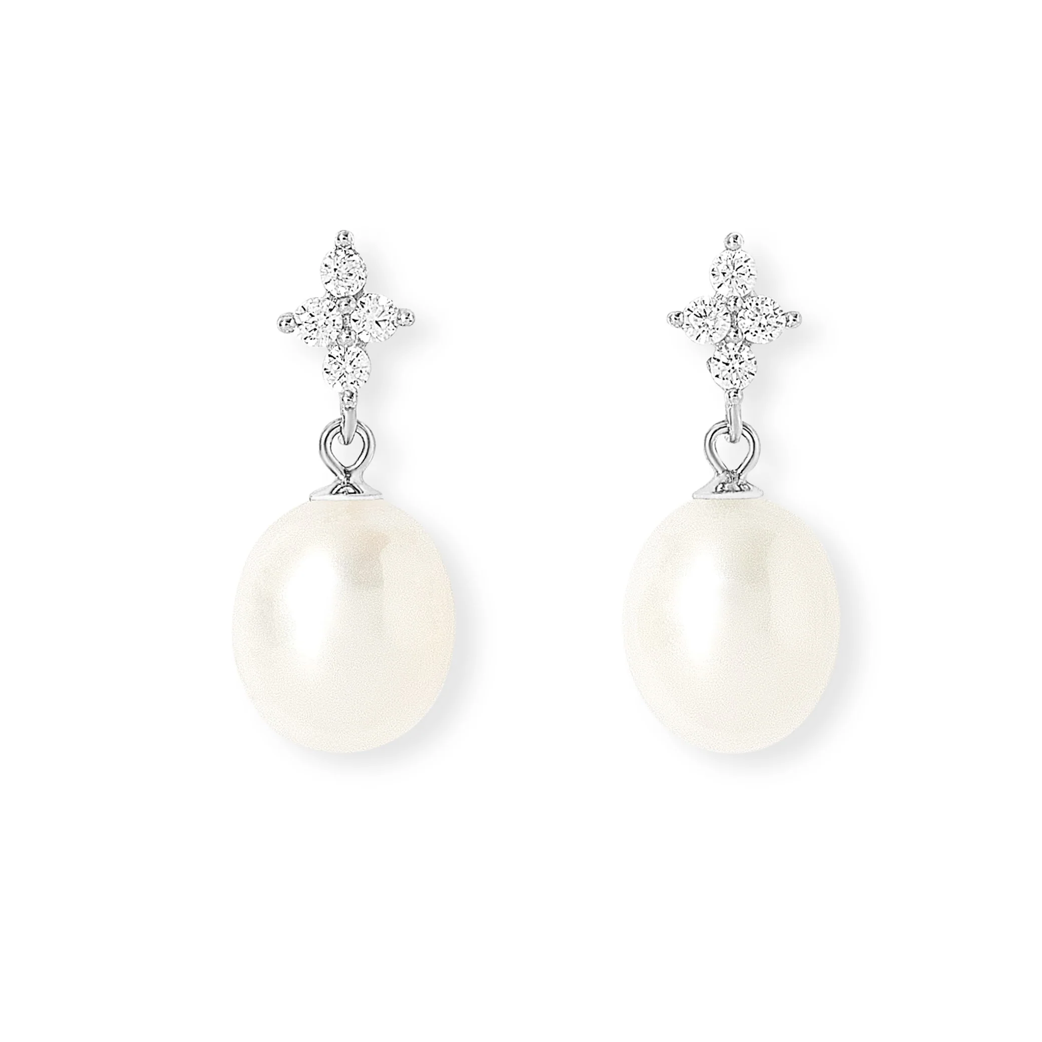 Stella Sparkle Cubic Zirconia Drop Earrings With Cultured Freshwater Pearls
