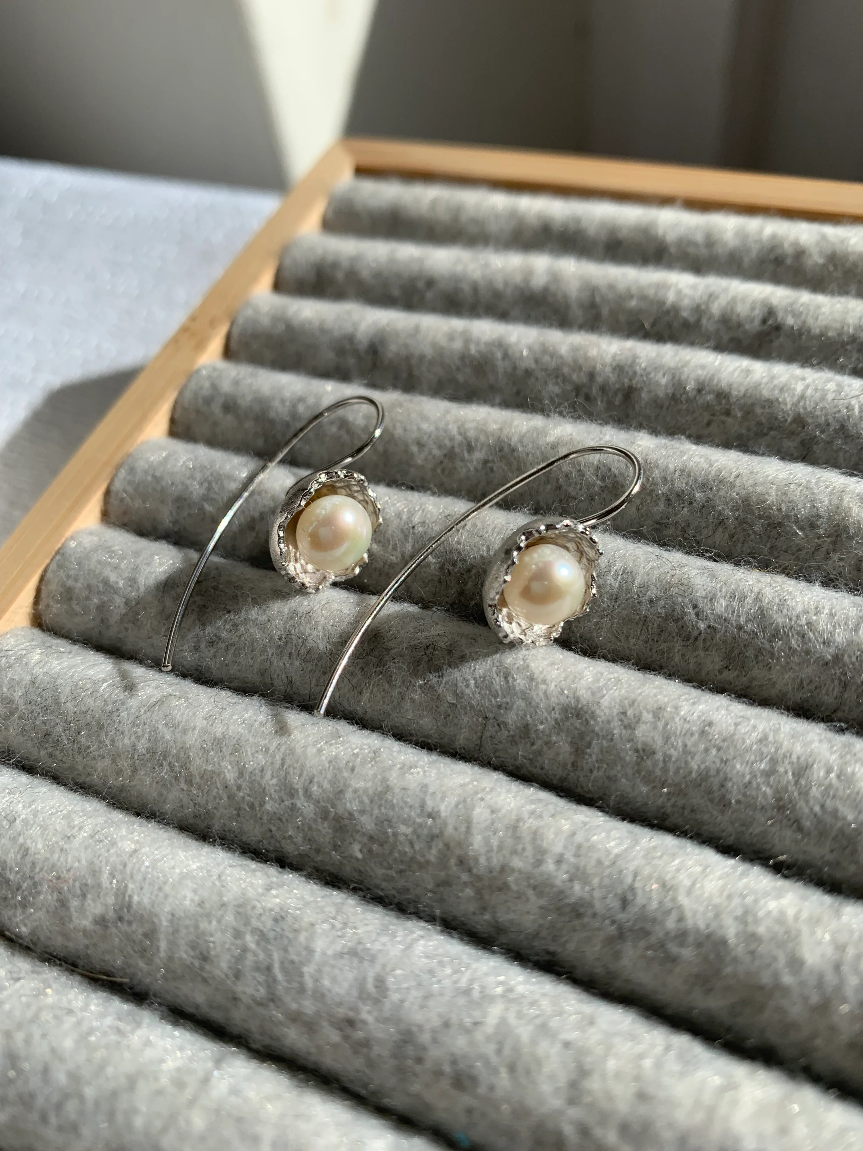 Vita Silver Buttercup Drop Earrings With Cultured Freshwater Pearls - Image 3